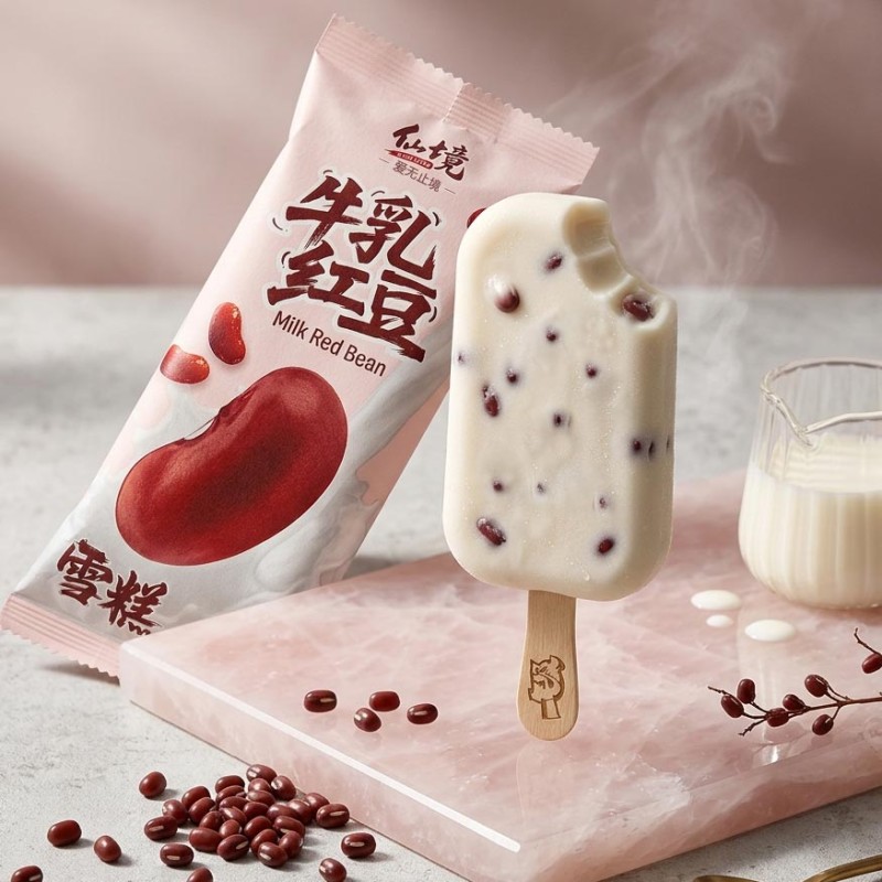 Milk and Red Bean Popsicles